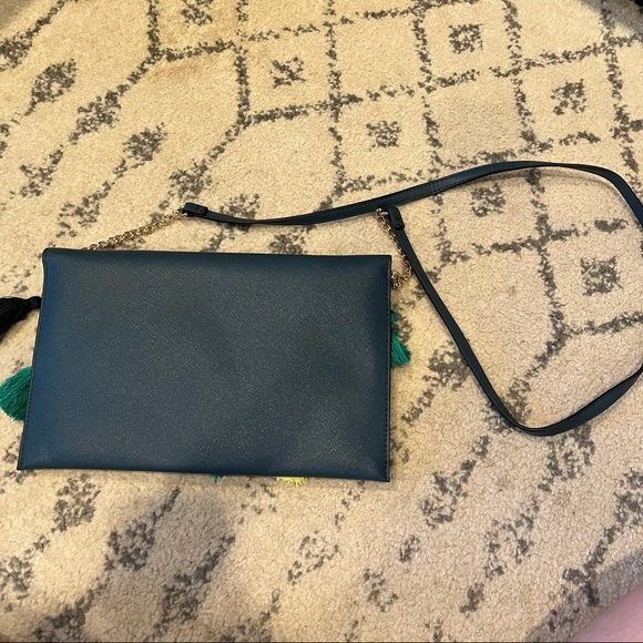NWOT A New Day Navy Blue Tassel Fringe Flap Crossbody Clutch Bag - Picture 3 of 7